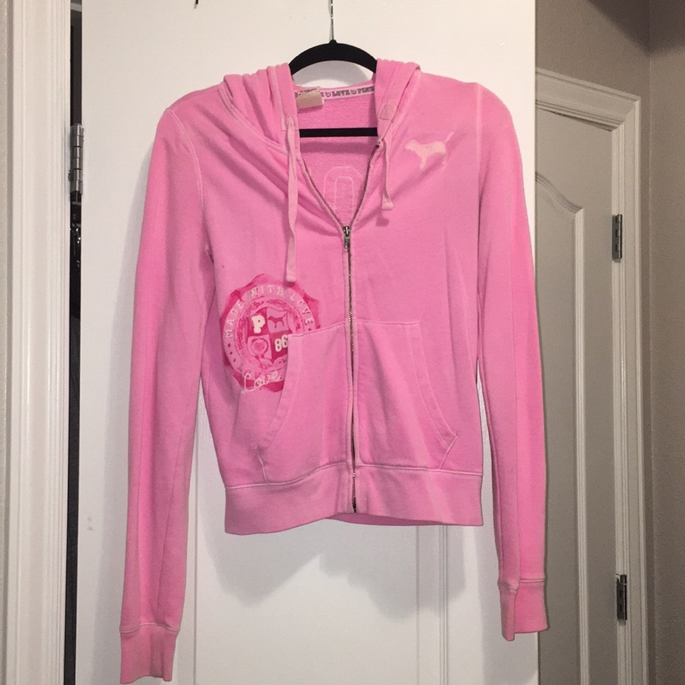 🔥SALE VS PINK jacket hoodie full zip pink pockets